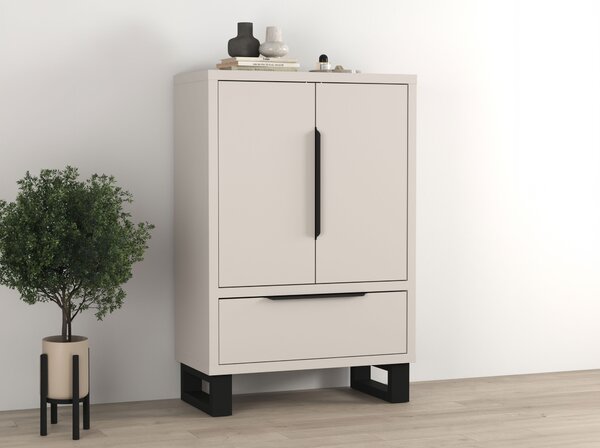 Komód Avicavu 128, Laminált forgácslap, 135x89x45cm, Kasmír, Fekete