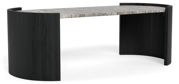 Dohányzóasztal Norsica 1075, Anyagok, 42x60cm, Szürke márvány, Fekete