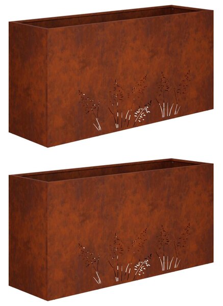 Kerti cserép 2 db Rozsdás 100 x 20 x 49 cm Időjárásálló Acél