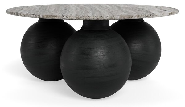 Dohányzóasztal Norsica 1082, Anyagok, 42cm, Fekete, Szürke márvány, Mangó
