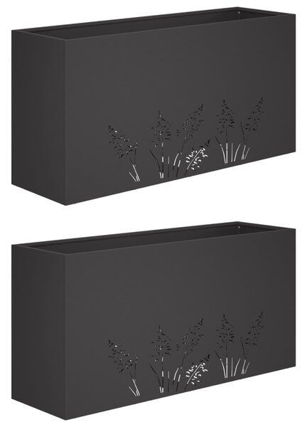 Kerti cserép 2 db Fekete 100 x 20 x 49 cm