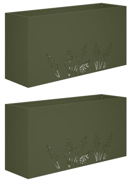 Kerti cserép 2 db Olajzöld 100 x 20 x 49 cm