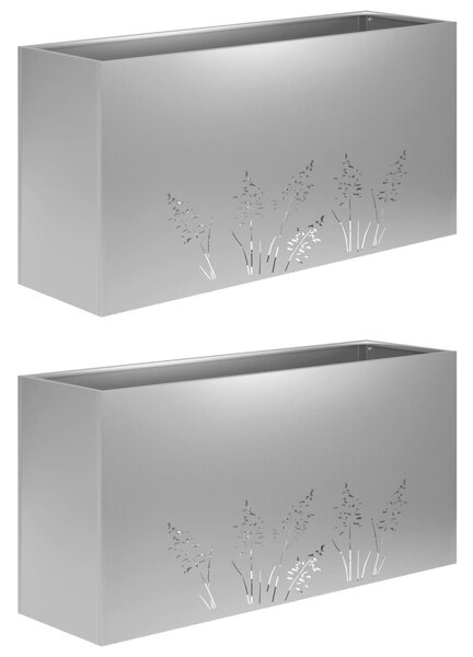 Kerti cserép 2 db Ezüst 100 x 20 x 49 cm Horganyzott Acél