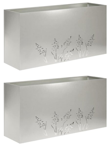 Kerti cserép 2 db Ezüst 100 x 20 x 49 cm Rozsdamentes Acél