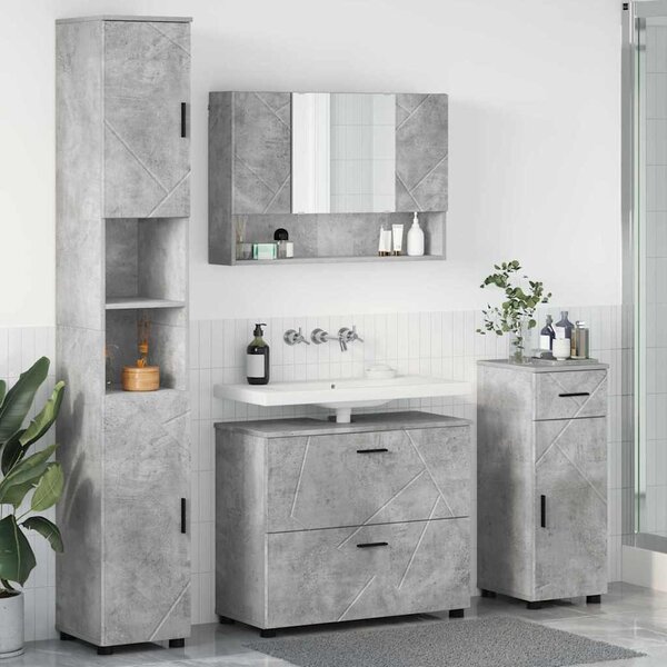 Fürdőszoba bútor szett 4 db Beton Szürke 35 x 30 x 192 cm