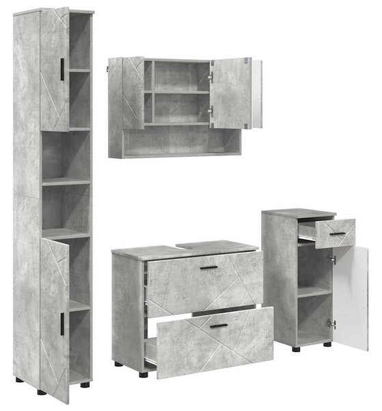 Fürdőszoba bútor szett 4 db Beton Szürke 35 x 30 x 192 cm