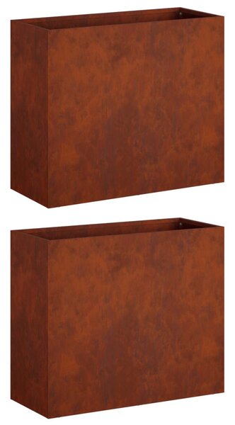 Kerti cserép 2 db Rozsdás 50 x 20 x 40 cm Időjárásálló Acél
