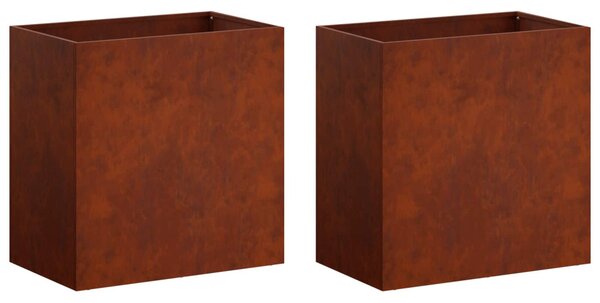 Kerti cserép 2 db Rozsdás 50 x 30 x 40 cm Időjárásálló Acél