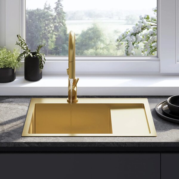 Acél mosogatótálca Fin BRUSH GOLD