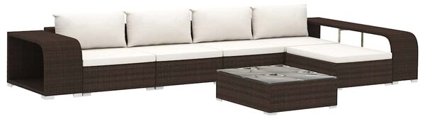 8 részes barna polyrattan kerti bútorszett párnákkal