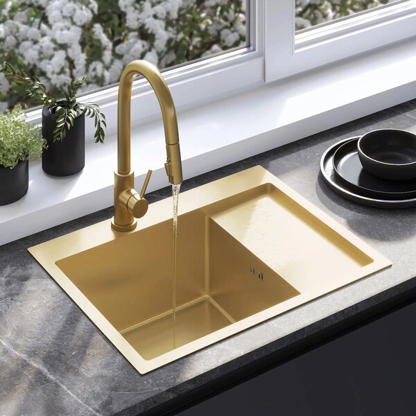 Acél mosogatótálca Fin BRUSH GOLD