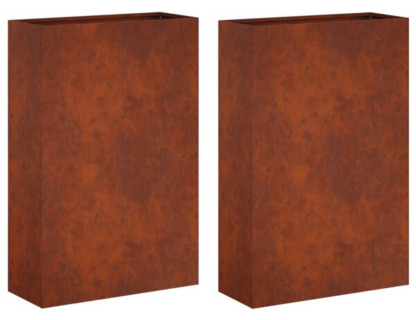 Kerti cserép 2 db Rozsdás 40 x 20 x 75 cm Időjárásálló Acél