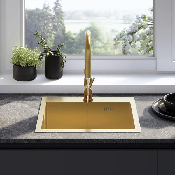 Acél mosogatótálca Leo 50 BRUSH GOLD