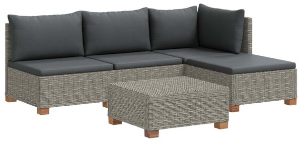 5 db Rattan Kerti Bútor Készlet Párnákkal GENDT Kubu Szürke