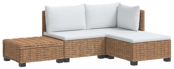 4 db Rattan Kerti Bútor Készlet Párnákkal GENDT Természetes