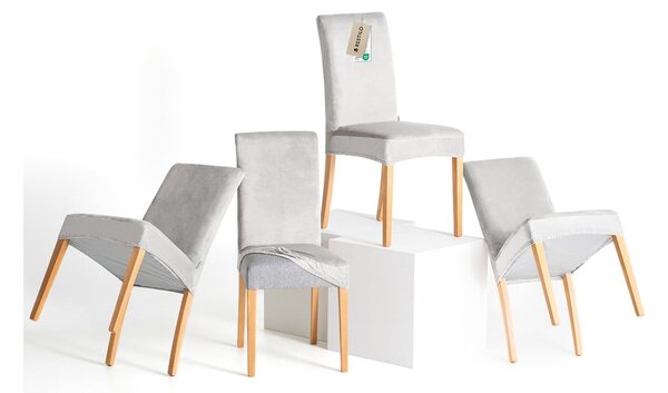 Világosszürke gumis szék huzat szett 4 db-os 48 cm Sento – Restilo