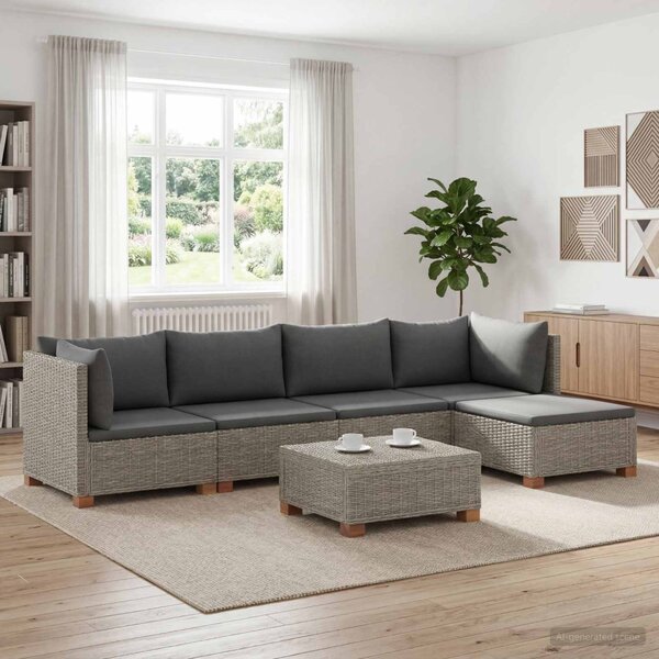 6 db Rattan Kerti Bútor Készlet Párnákkal GENDT Kubu Szürke