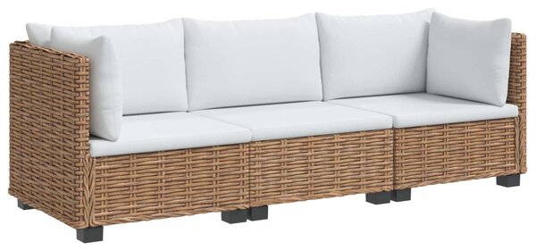 3 db Rattan Kerti Bútor Készlet Párnákkal GENDT Természetes
