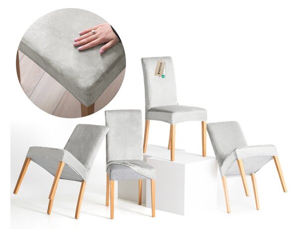 Világosszürke gumis szék huzat szett 4 db-os 48 cm Sento – Restilo