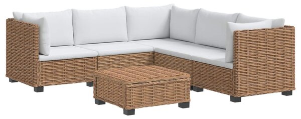6 db Rattan Kerti Bútor Készlet Párnákkal GENDT Természetes
