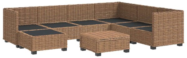 8 db Rattan Kerti Bútor Készlet Párnákkal GENDT Természetes