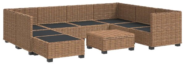9 db Rattan Kerti Bútor Szett Párnákkal GENDT Természetes Rátta