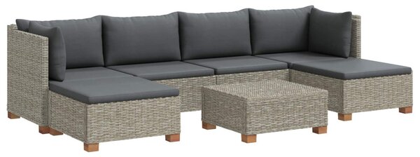 7 db Rattan Kerti Bútor Készlet Párnákkal GENDT Kubu Szürke
