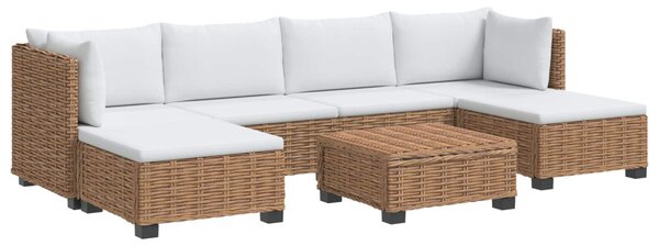 7 db Rattan Kerti Bútor Készlet Párnákkal GENDT Természetes