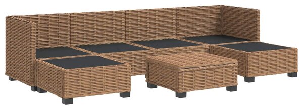 7 db Rattan Kerti Bútor Készlet Párnákkal GENDT Természetes