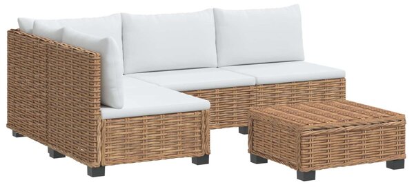 5 db Rattan Kerti Bútor Készlet Párnákkal GENDT Természetes