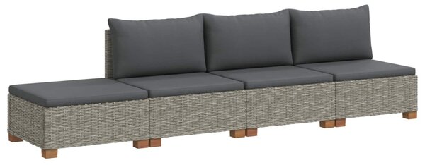 4 db Rattan Kerti Bútor Készlet Párnákkal GENDT Kubu Szürke
