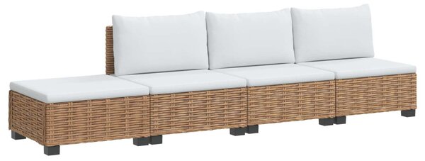 4 db Rattan Kerti Bútor Készlet Párnákkal GENDT Természetes
