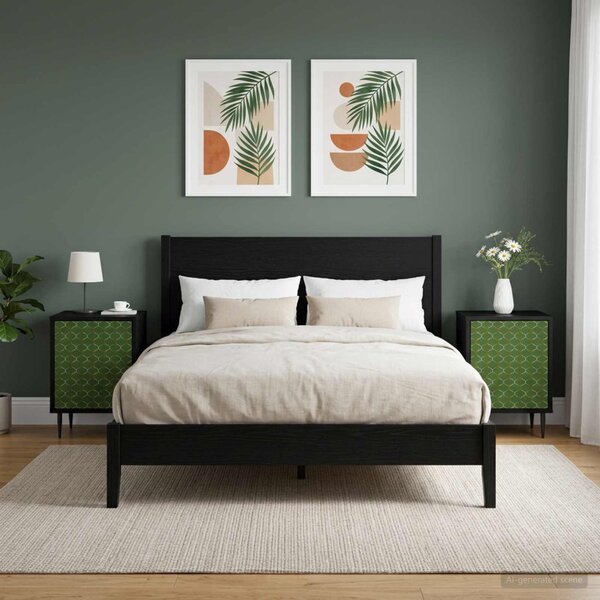 Éjjeliszekrény GELEEN 2 db Fekete Tölgy 36 x 33 x 51 cm