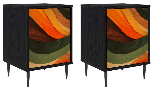 Éjjeliszekrény BONN 2 db Fekete Tölgy 36 x 33 x 51 cm