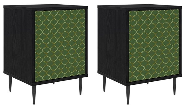 Éjjeliszekrény GELEEN 2 db Fekete Tölgy 36 x 33 x 51 cm