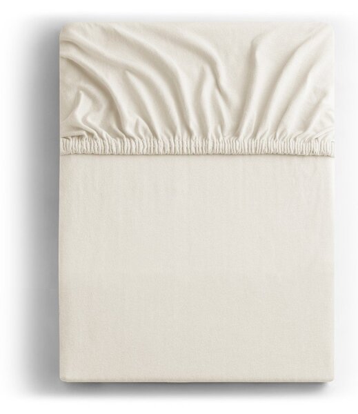Fehér-krémszínű gumis jersey lepedő 180x200 cm Amber – Restilo