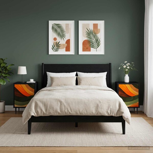 Éjjeliszekrény BONN 2 db Fekete Tölgy 36 x 33 x 51 cm