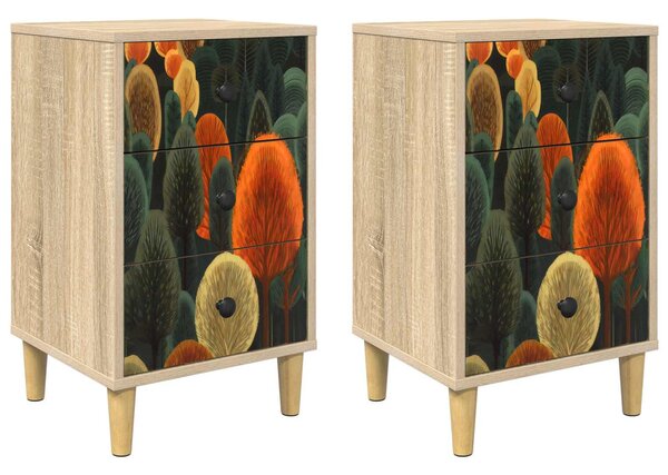 Éjjeliszekrény BONN 2 db Sonoma Tölgy 36 x 33 x 60 cm