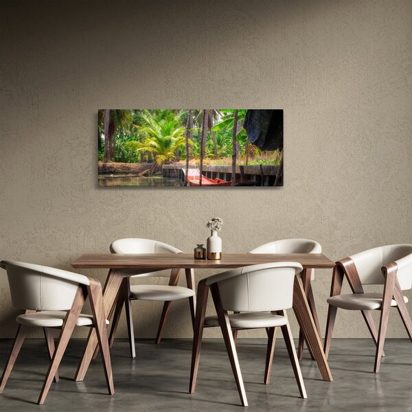 Kép - Fából készült hajó a csatornán, Thaiföld (120x50 cm)