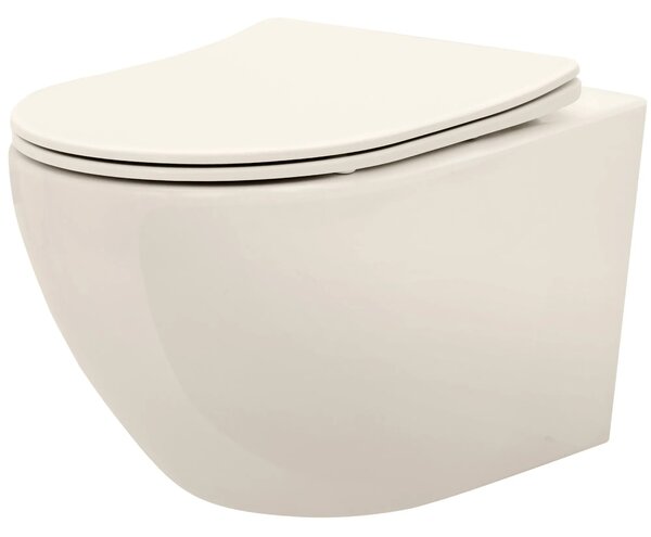 Felfüggesztett WC-csésze REA Carlo Mini Rimless Ecru