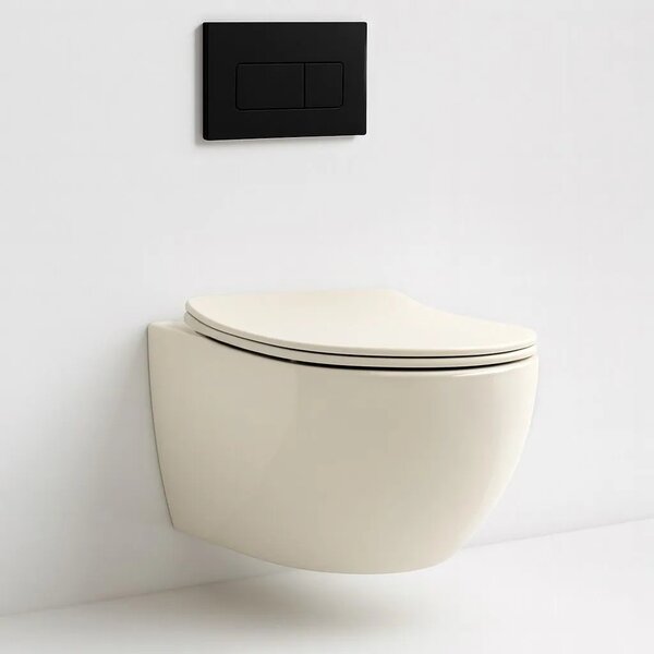 Felfüggesztett WC-csésze REA Carlo Mini Rimless Ecru