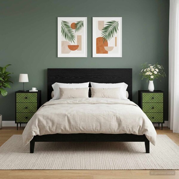Éjjeliszekrény GELEEN 2 db Fekete Tölgy 36 x 33 x 61 cm