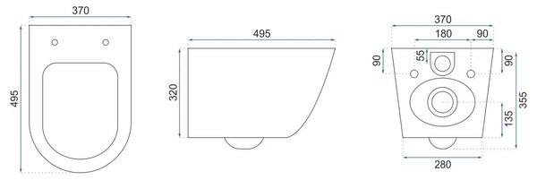 Felfüggesztett WC-csésze REA Carlo Mini Rimless Ecru