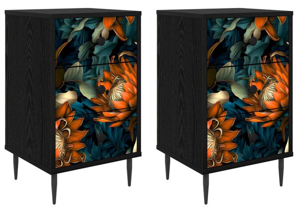 Éjjeliszekrény LOCHEM 2 db Fekete Tölgy 36 x 33 x 61 cm