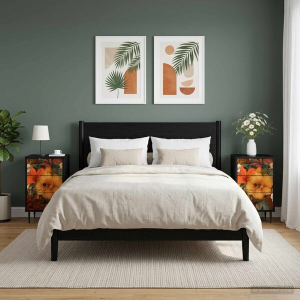 Éjjeliszekrény GENNEP 2 db Fekete Tölgy 36 x 33 x 61 cm