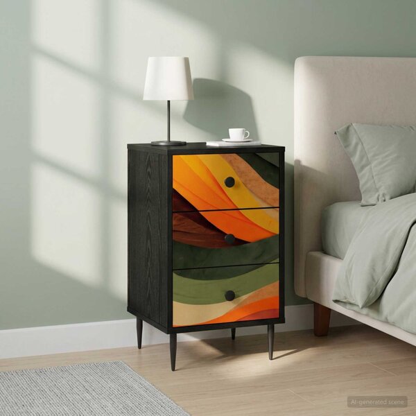 Éjjeliszekrény BONN 2 db Fekete Tölgy 36 x 33 x 61 cm