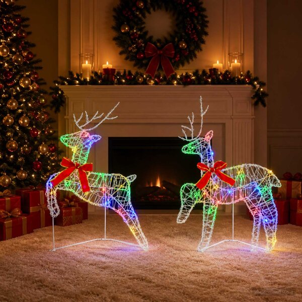 Karácsonyi rénszarvas 2 db 40 LED Többszínű 43 x 19 x 65 cm