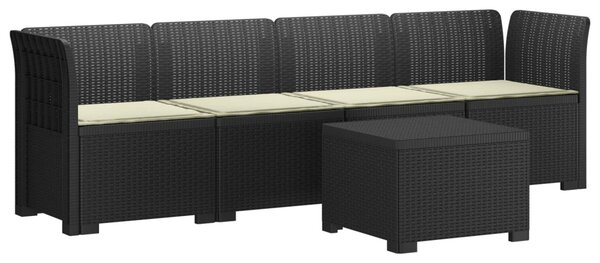 4 fős kertkanapé párnákkal Rattan hatású PP Antracitszürke