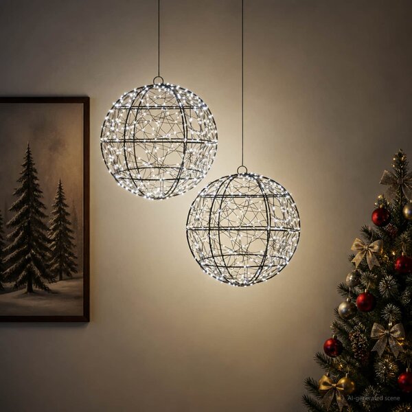 Karácsonyi csúcsdísz világítás 2 db 600 LED Hideg fehér