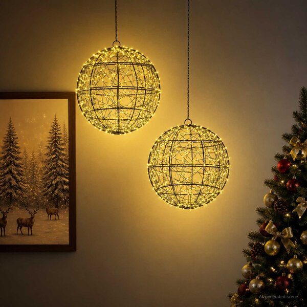 Karácsonyi csúcsdísz világítás 2 db 600 LED Meleg fehér